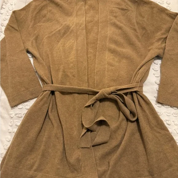 H&M cashmere Camel Tan kimono wrap belt cardigan M New - Picture 5 of 7